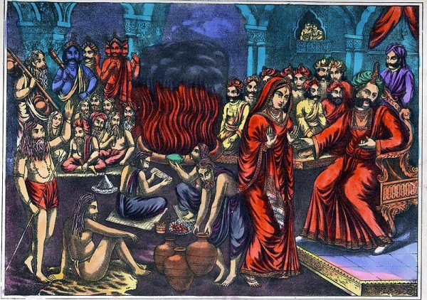 Sati confronts Daksha.