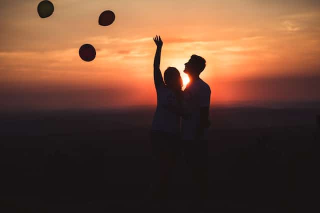 A couple with ballons