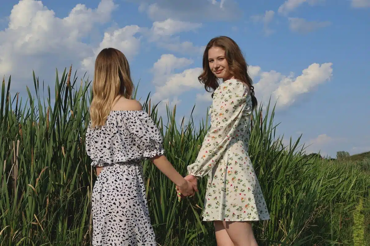 Girls in a field