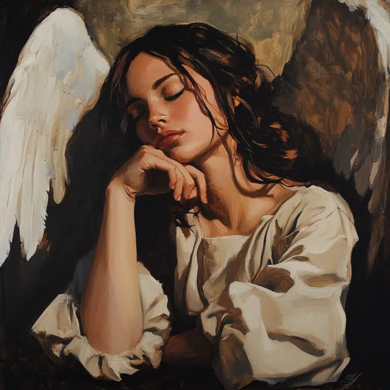 Oil painting of an angel