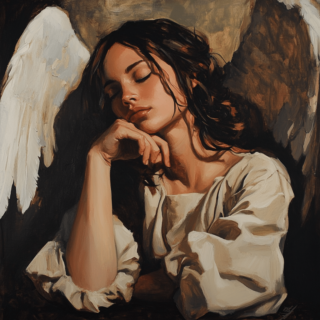 Oil painting of an angel